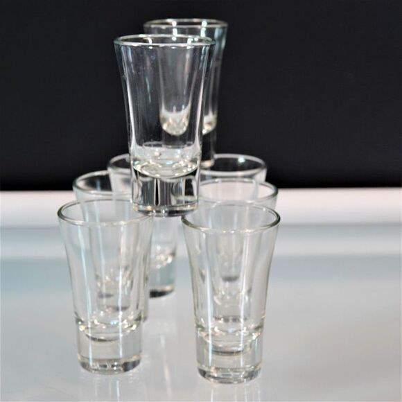 Tequila Shooter 8 Shot Glasses Clear Glass Thick - Picture 7 of 10